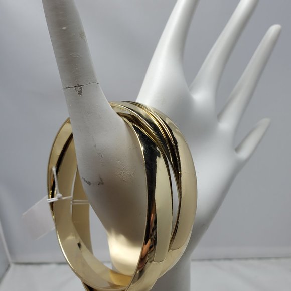 New York & Company gold trinity 3pc bangle bracelet set - Picture 3 of 6